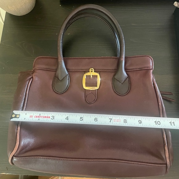 Vintage Etienne Aigner Dark Brown Satchel with Gold Buckle - Picture 9 of 13